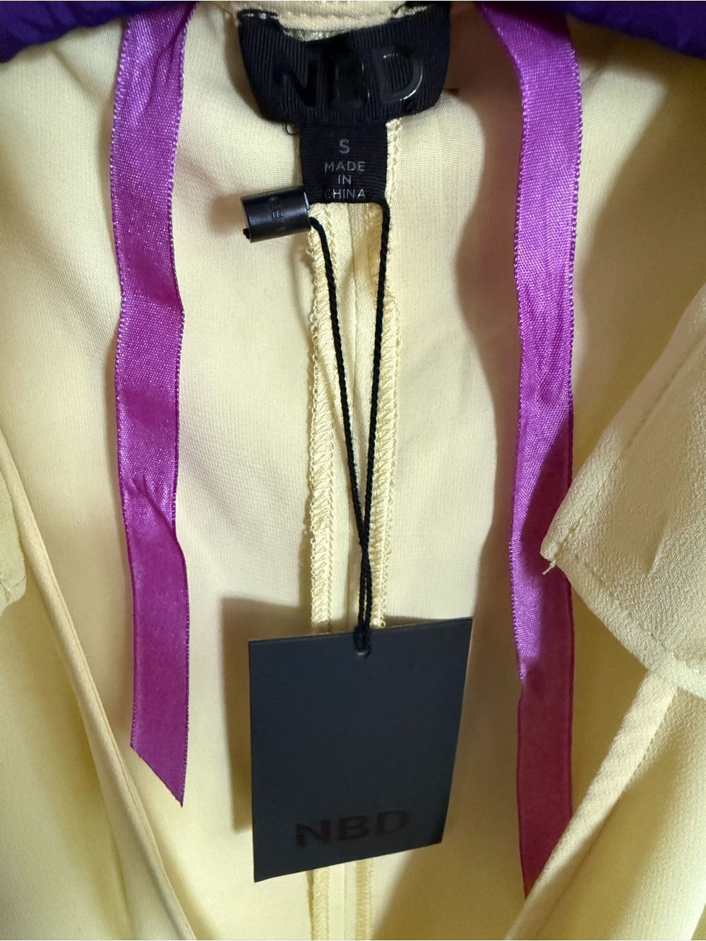 NBD Pale Yellow Ruffle Wrap-Style Mini Dress - Picture 3 of 4